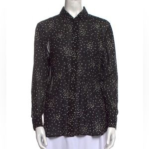 Sheer black star print Saint Laurent button down shirt medium